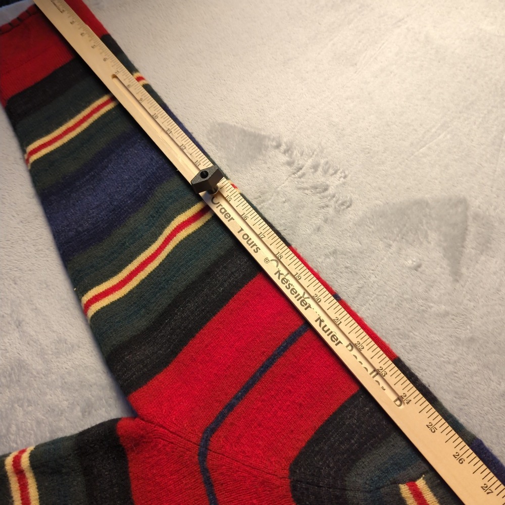 Vintage 90s Lauren Ralph Lauren Sweater Mens XL Red Green Striped Lambswool - Picture 9 of 11